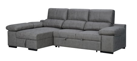 Chaiseslongue cama Huesca, tela gris