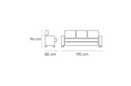 Sofa 3 plazas  modelo Uve tela Edi antracita