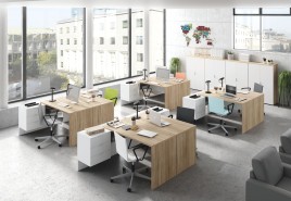 Mesa despacho Office con buc reversible roble canadian/blanco artik