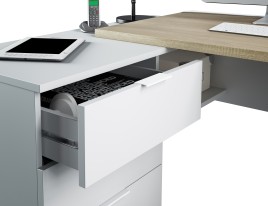 Mesa despacho Office con buc reversible roble canadian/blanco artik