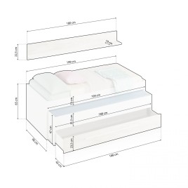 Cama Doble Juvenil Elliot con estante en blanco artik/velho