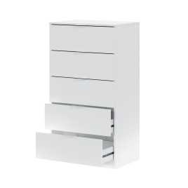 Comoda 5 cajones modelo Luca, en color blanco artik