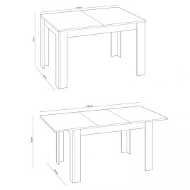 Mesa comedor Kendra extensible cemento/blanco