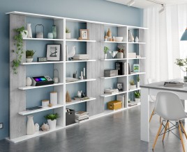 Mesa comedor Kendra extensible cemento/blanco
