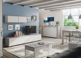 Mesa comedor Kendra extensible cemento/blanco