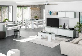 Mesa comedor Kendra extensible cemento/blanco