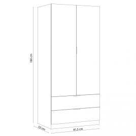Armario 2 puertas 2 cajones Low cost, en roblecanadian/blanco artik