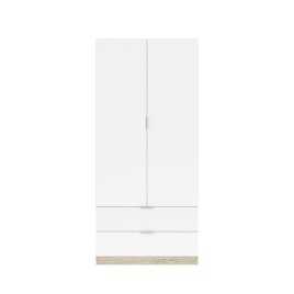 Armario 2 puertas 2 cajones Low cost, en roblecanadian/blanco artik