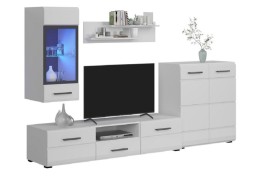Salon comedor Alaska mini, blanco brillo cristal
