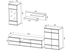Salon comedor Alaska mini, blanco brillo cristal