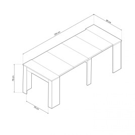 Mesa consola multifuncion Allongo-Kendra extensible en blanco roble