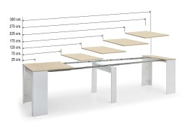 Mesa consola multifuncion Allongo-Kendra extensible en blanco roble