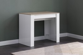 Mesa consola multifuncion Allongo-Kendra extensible en blanco roble