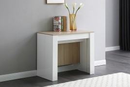 Mesa consola multifuncion Allongo-Kendra extensible en blanco roble