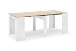Mesa consola multifuncion Allongo-Kendra extensible en blanco roble