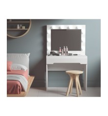 Mesa tocador maquillaje juvenil en blanco brillo