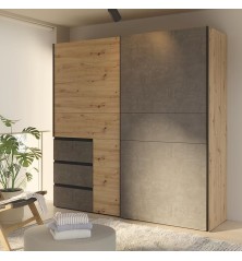Armario Tokio De Correderas Artisan - Gris 170x201