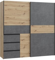 Armario Tokio De Correderas Artisan - Gris 170x201