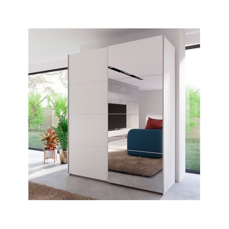 Armario W18 de de puertas correderas 170x210x61,2  blanco con espejo