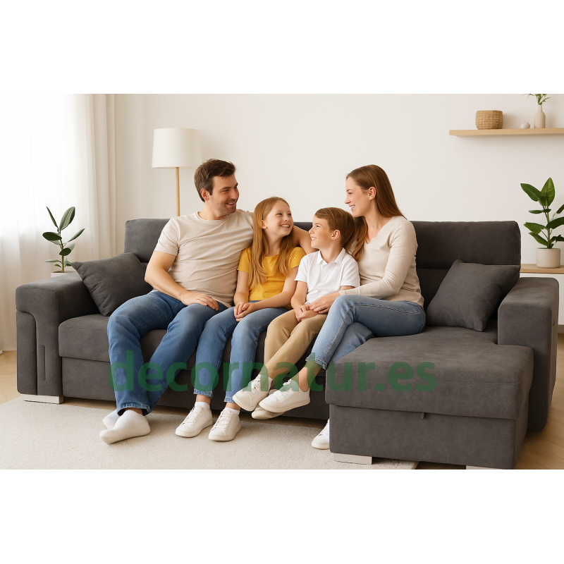 Sofá Chaiselongue Izquierda OSCAR Marrón Claro