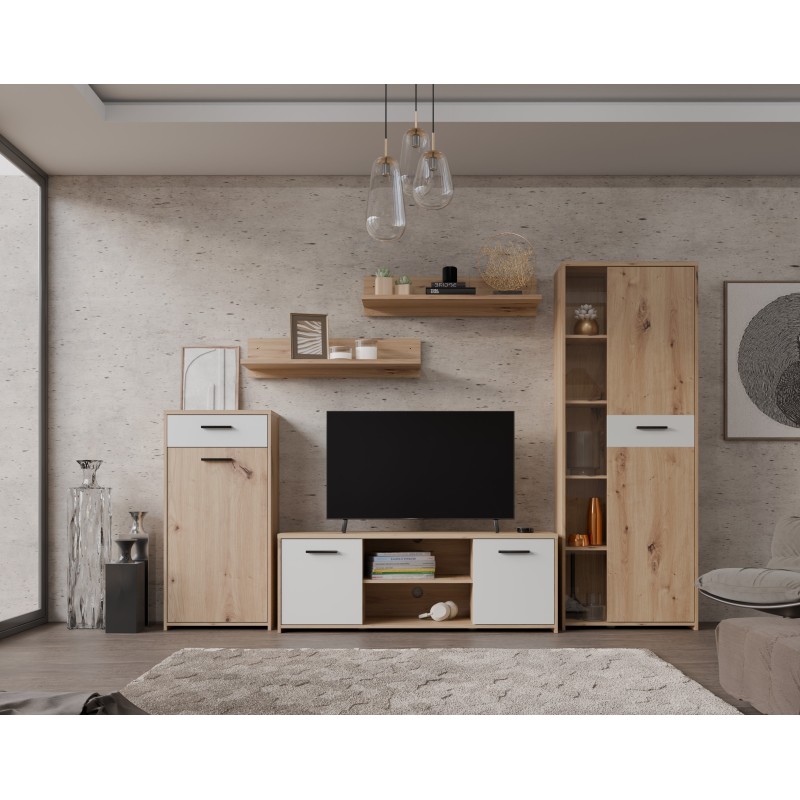 copy of Mueble de salón barato  gulada  color roble arena leds