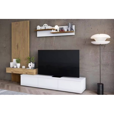 Salon comedor Daphne Plus en balnco/Roble