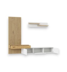 Salon comedor Rebeca Daphne Plus en balnco/Roble