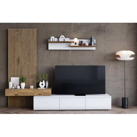 Salon comedor Daphne Plus en balnco/Roble