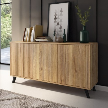 Aparador Solana moderno en madera rayada – Diseño y almacenaje