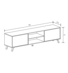 Mueble TV Solana moderno Bajo para salón en madera rayada