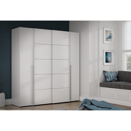 Armario  modelo Rio  2,00x2,10 blanco mixto correderas y batientes