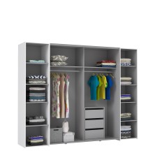 Armario modelo Rio  de 2,70x2,10 correderas y batientes  roble blanco