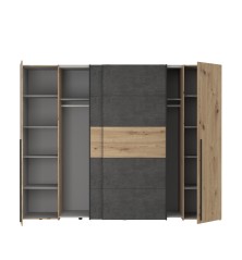 Armario modelo Rio  de 2,70x2,10 correderas y batientes  roble blanco