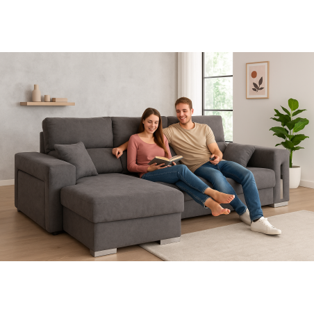 Sofá chaiselongue izquierda oscar marrón claro