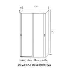 ARMARIO 2P.CORREDERA MOD.LARA JUVENIL CAMBRIA-GRAFITO