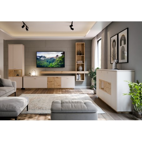 Composicion con vitrina L117 en color Sand y artisan