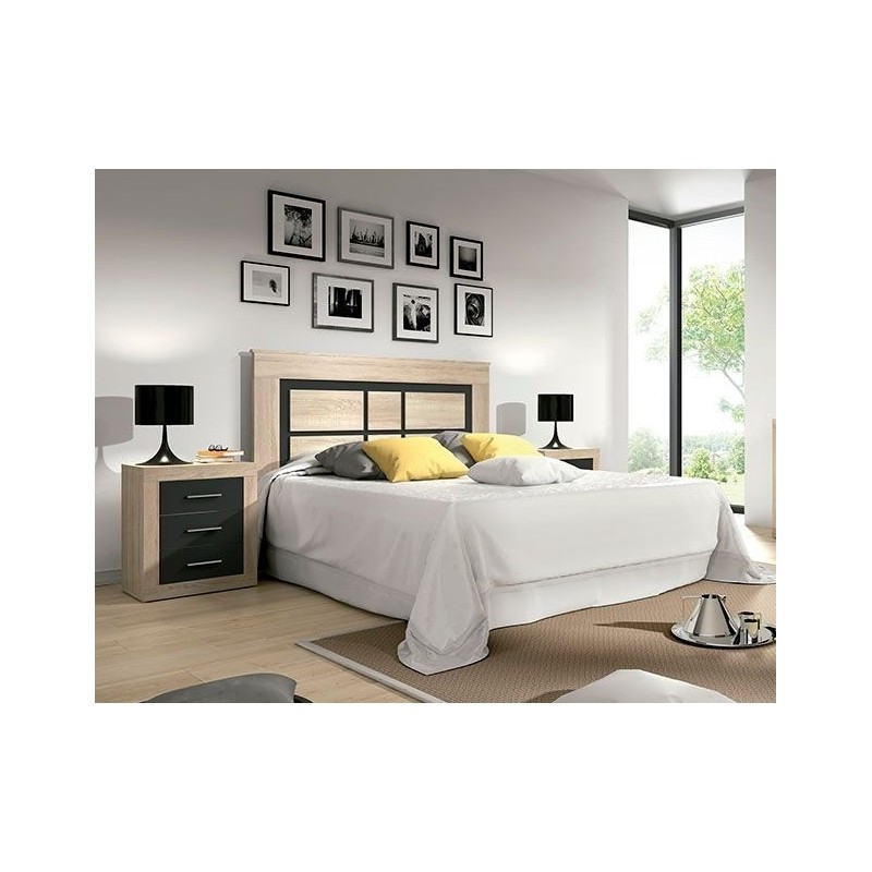 Dormitorio Sara cabecero y dos mesitas en Cambrian Grafito