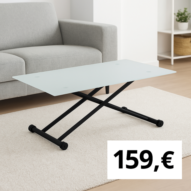 🔥 Black Friday 2025 – Mesa de centro hidráulica Alvilla Blanco pata negra