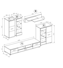 Salon comedor Roma, blanco brillo cristal