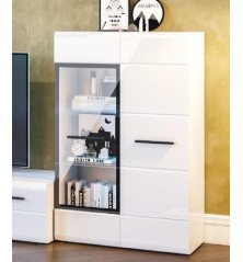 Salon comedor Roma, blanco brillo cristal