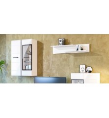 Salon comedor Roma, blanco brillo cristal