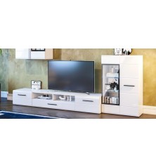 Salon comedor Roma, blanco brillo cristal