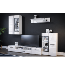 Salon comedor Roma, blanco brillo cristal