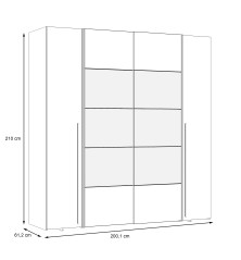 Armario modelo Rio 2,00x2,10 correderas y batientes  con Lunas en Blanco