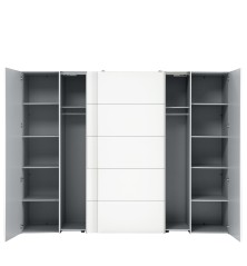 Armario modelo Rio  de 2,70x2,10 correderas y batientes con Lunas de espejo en blanco