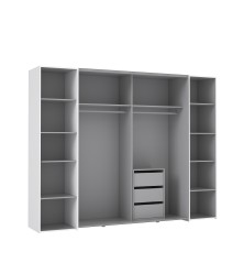 Armario modelo Rio  de 2,70x2,10 correderas y batientes con Lunas de espejo en blanco