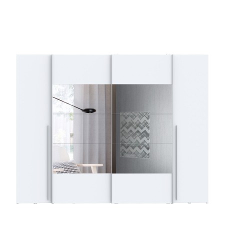 Armario modelo Rio  de 2,70x2,10 correderas y batientes con Lunas de espejo en blanco