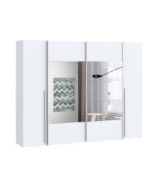 Armario modelo Rio  de 2,70x2,10 correderas y batientes con Lunas de espejo en blanco