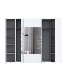 Armario modelo Rio  de 2,70x2,10 correderas y batientes con Lunas de espejo en blanco