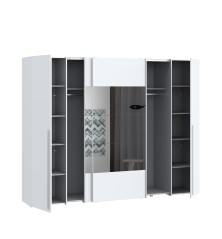 Armario modelo Rio  de 2,70x2,10 correderas y batientes con Lunas de espejo en blanco